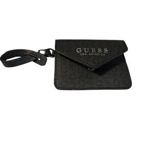 Guess Los Angeles Small Coin Purse Black Snaps With Strap